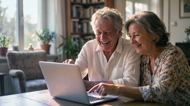 seniors, laptop, laughing, couple, home, technology, joy, connection, interior, bookshelf, sunlight, togetherness, digital, lifestyle, happiness, retirement, learning, cozy, interaction, discovery, ai generated. A costed price for one England creator discovery workflow, built from evidence fields and separate cost packages rather than borrowed market averages
